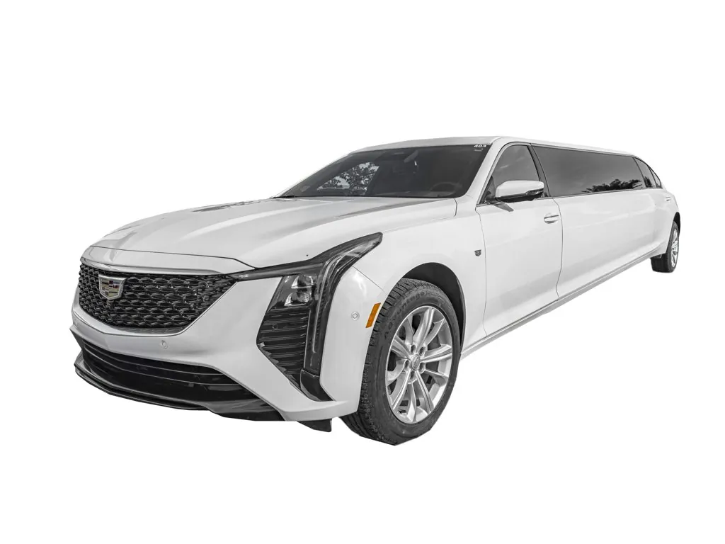 image of 10 passenger Cadillac CT5 limousine front driver side exterior