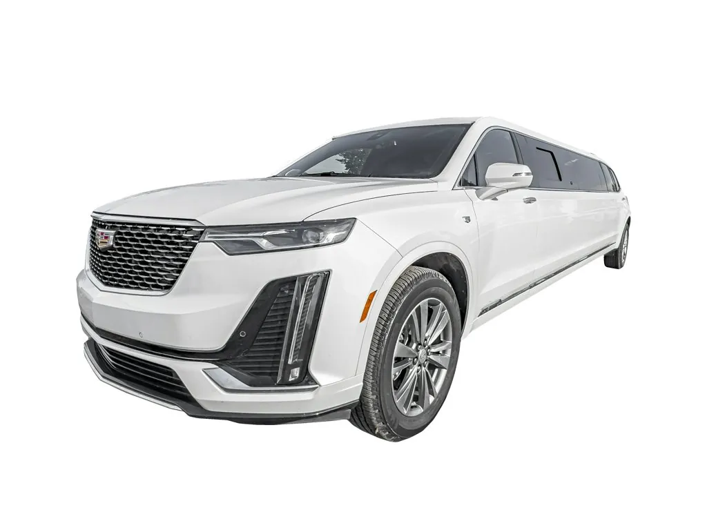image of 14 passenger Cadillac XT6 limousine exterior front driver side