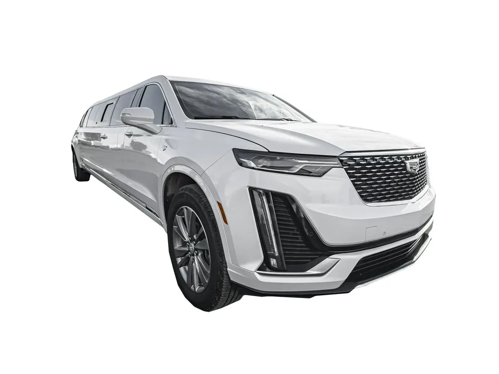 image of 14 passenger Cadillac XT6 limousine exterior front passenger side
