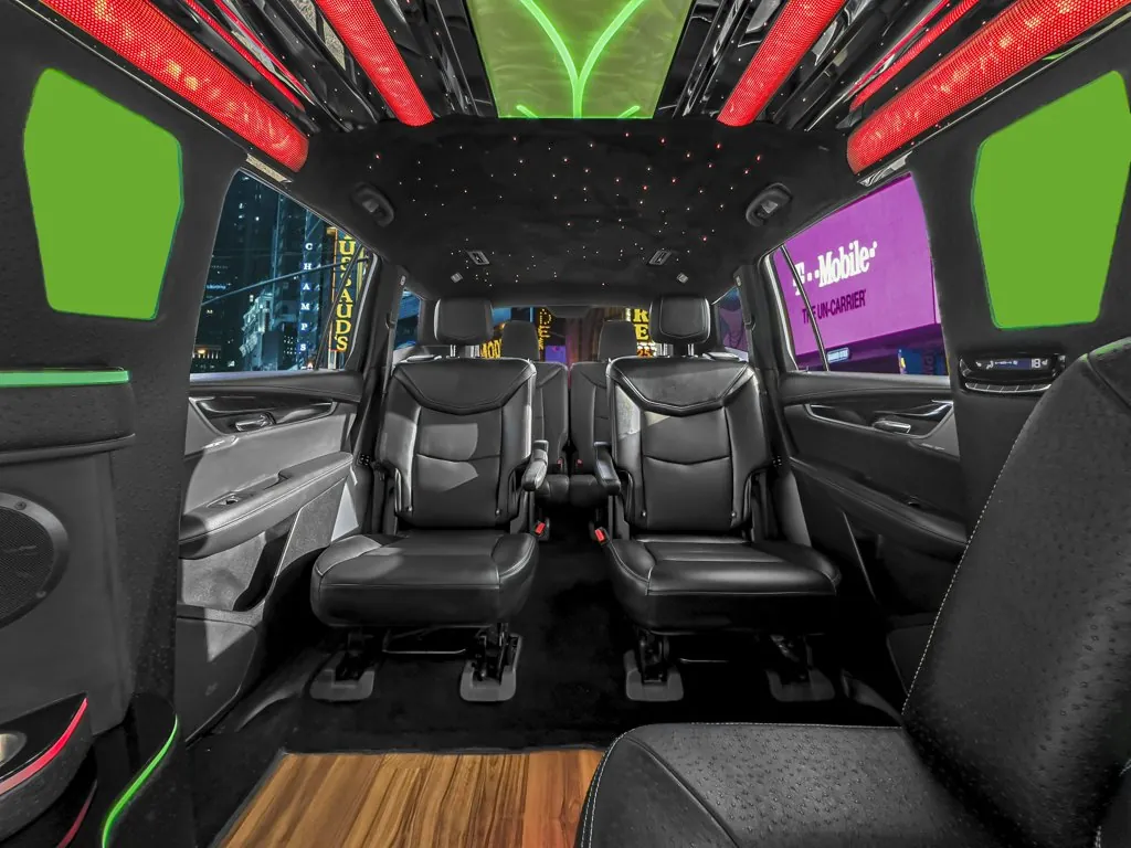 image of 14 passenger Cadillac XT6 limousine rear seats