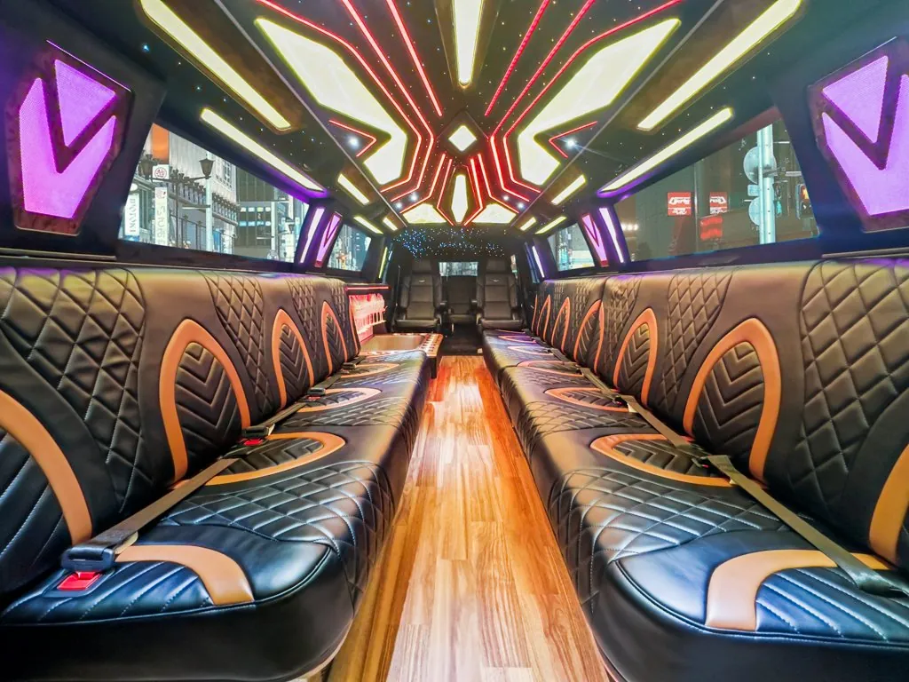 image of 20 passenger Cadillac Escalade stretched limousine wet bar
