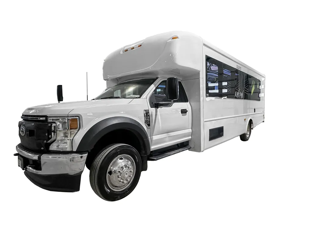 image of 28 passenger Party Bus exterior angle shot from driver side